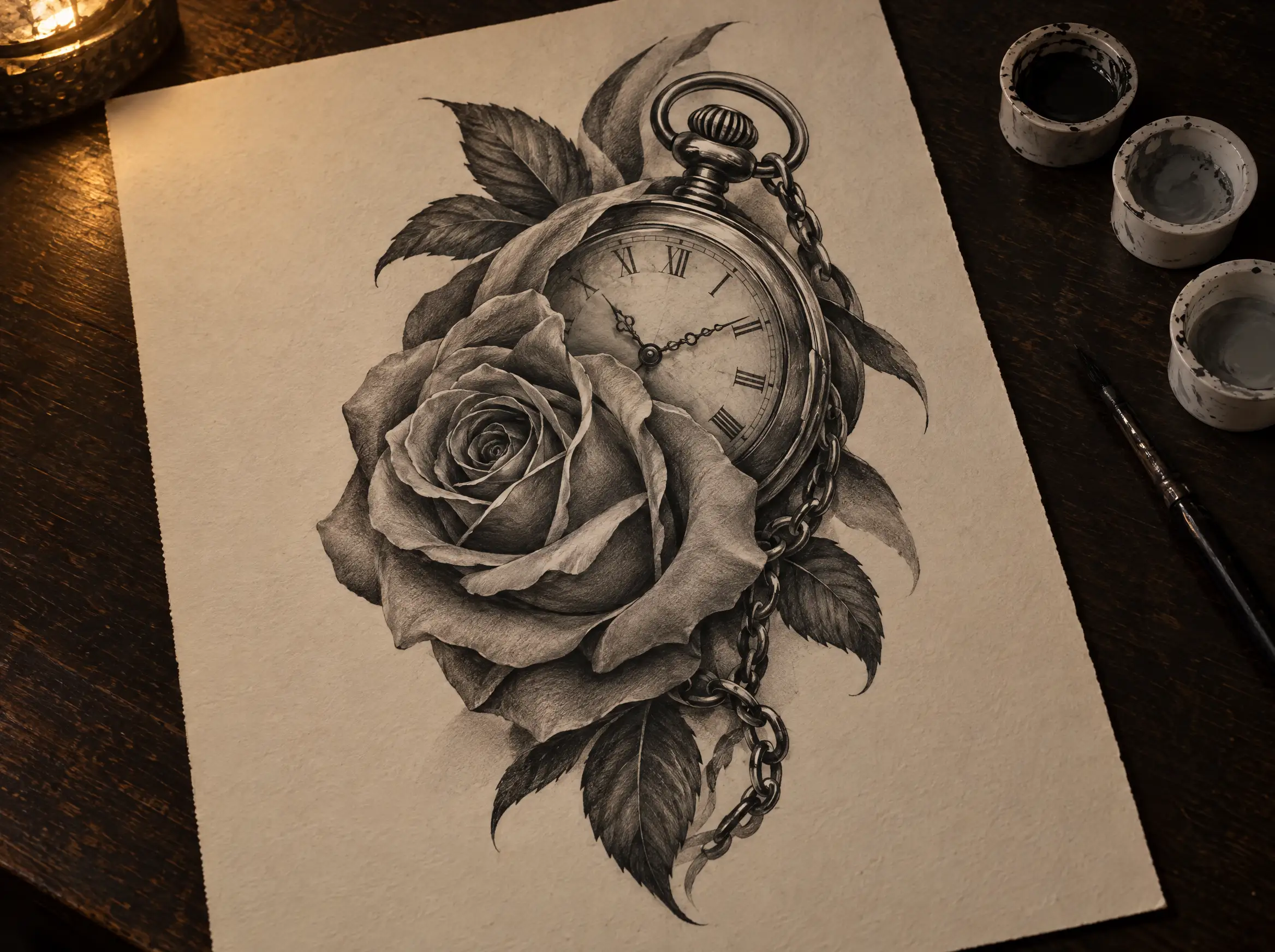 Illustration: black & grey design on paper