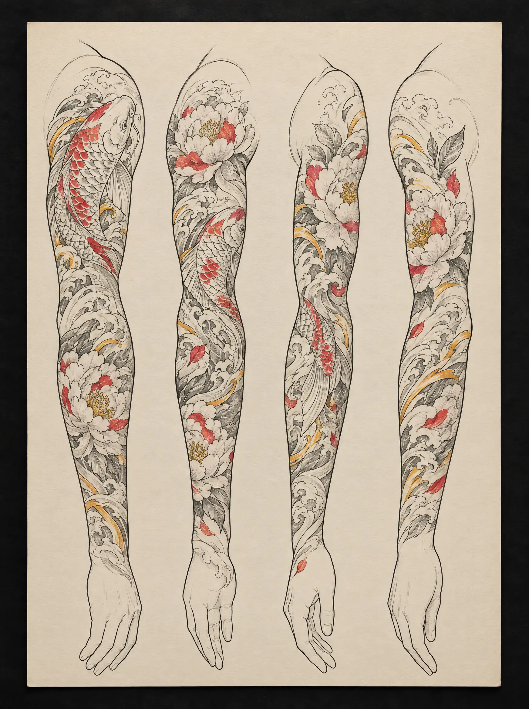 Illustration: japanese-inspired & dotwork design on paper